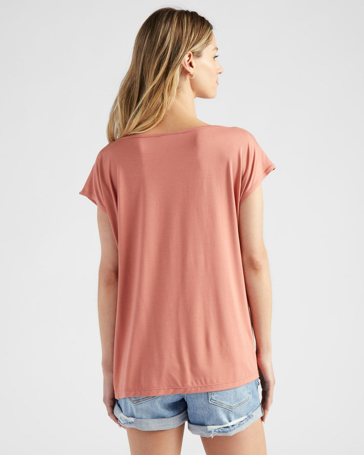 Peach Blossom $|& 78&SUNNY Brentwood Boat Neck Top - SOF Back