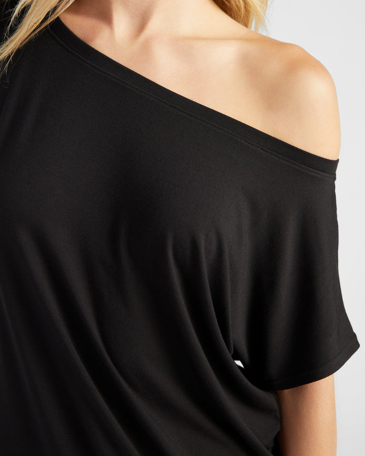 Black $|& 78&SUNNY Edgewater Off The Shoulder Tee - SOF Detail