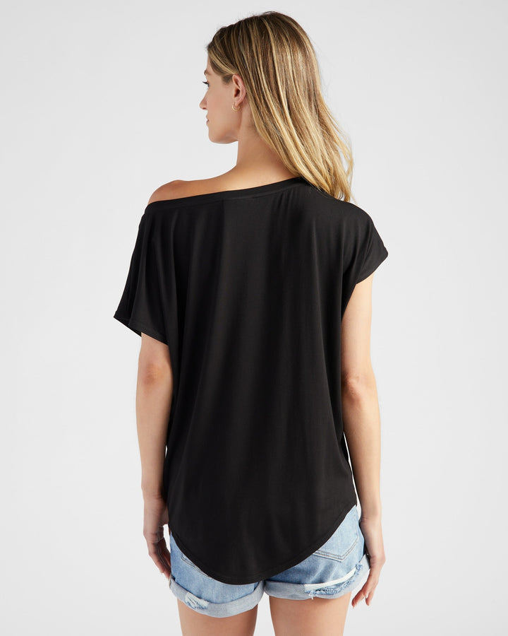 Black $|& 78&SUNNY Edgewater Off The Shoulder Tee - SOF Back