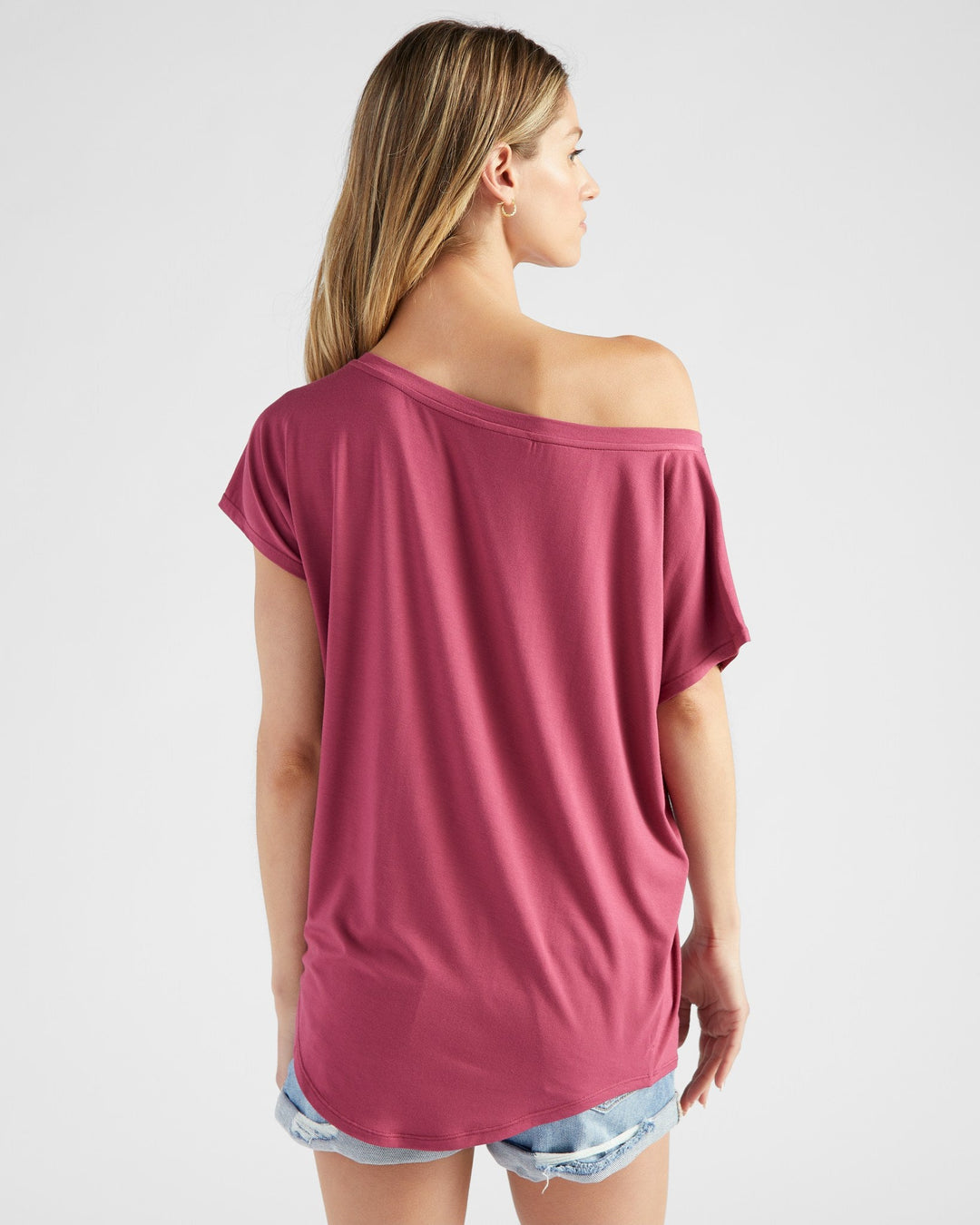 Red Plum $|& 78&SUNNY Edgewater Off The Shoulder Tee - SOF Back