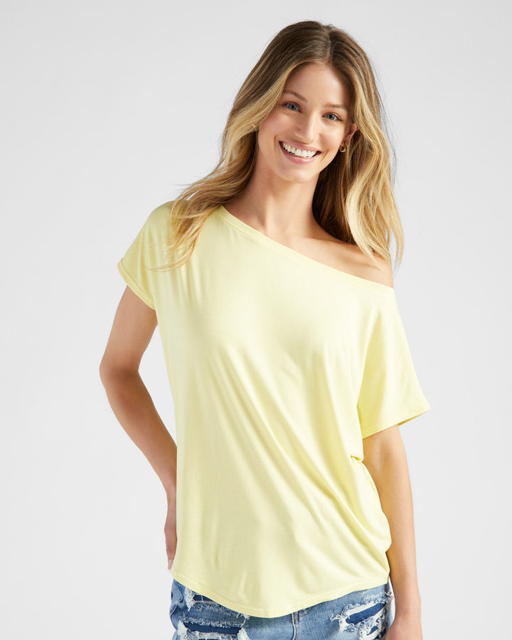 Lemonade $|& 78&SUNNY Edgewater Off The Shoulder Tee - SOF Front