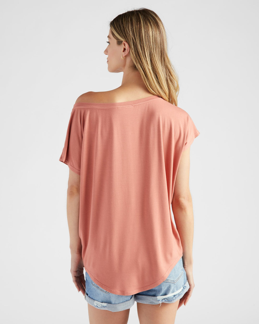 Peach Blossom $|& 78&SUNNY Edgewater Off The Shoulder Tee - SOF Back