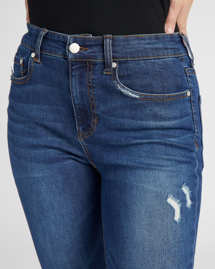 Dark Wash Blue $|& 78&SUNNY Whitney High Rise Roll Cuff Skinny Jeans - SOF Detail