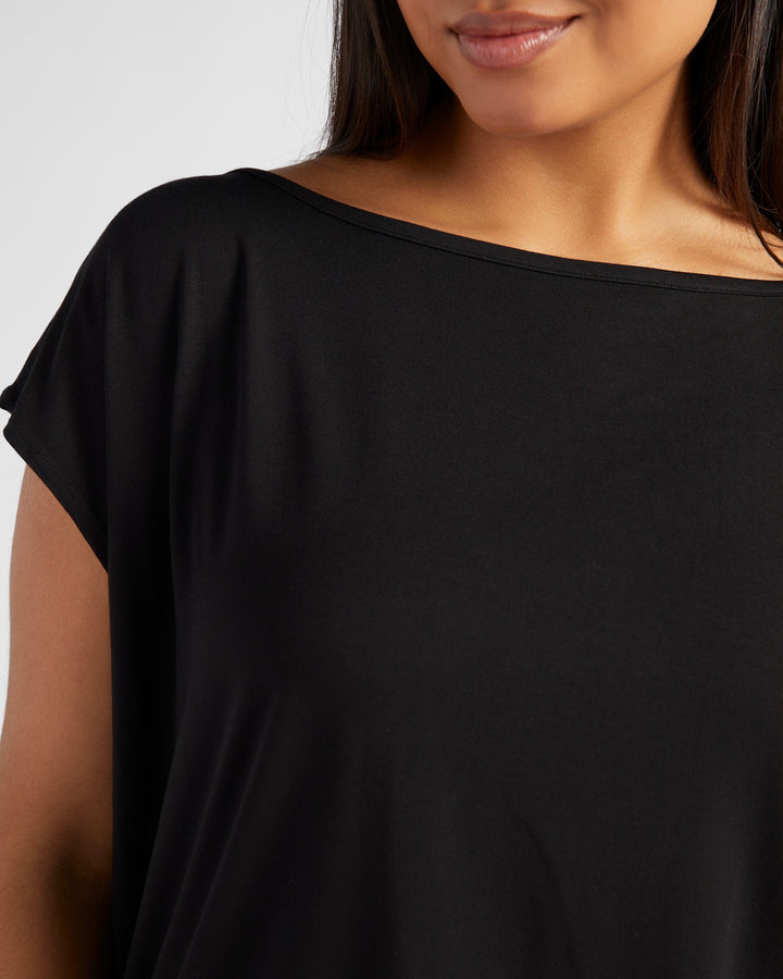 Black $|& 78&SUNNY Brentwood Boat Neck Top - SOF Detail