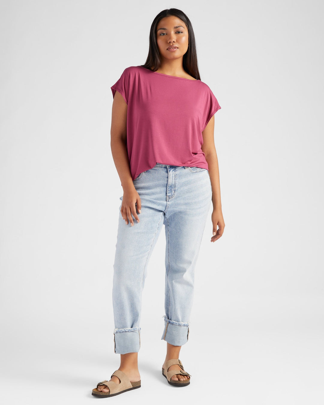 Red Plum $|& 78&SUNNY Brentwood Boat Neck Top - SOF Full Front
