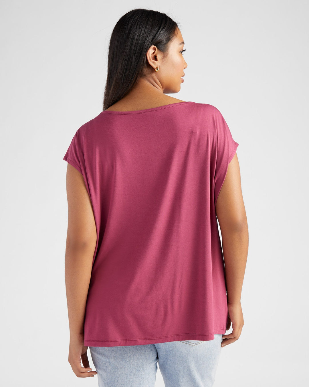 Red Plum $|& 78&SUNNY Brentwood Boat Neck Top - SOF Back