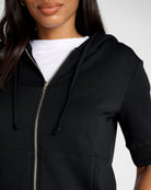 Black $|& SEAS Short Sleeve Fleece Zip Up - SOF Detail