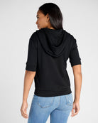 Black $|& SEAS Short Sleeve Fleece Zip Up - SOF Back