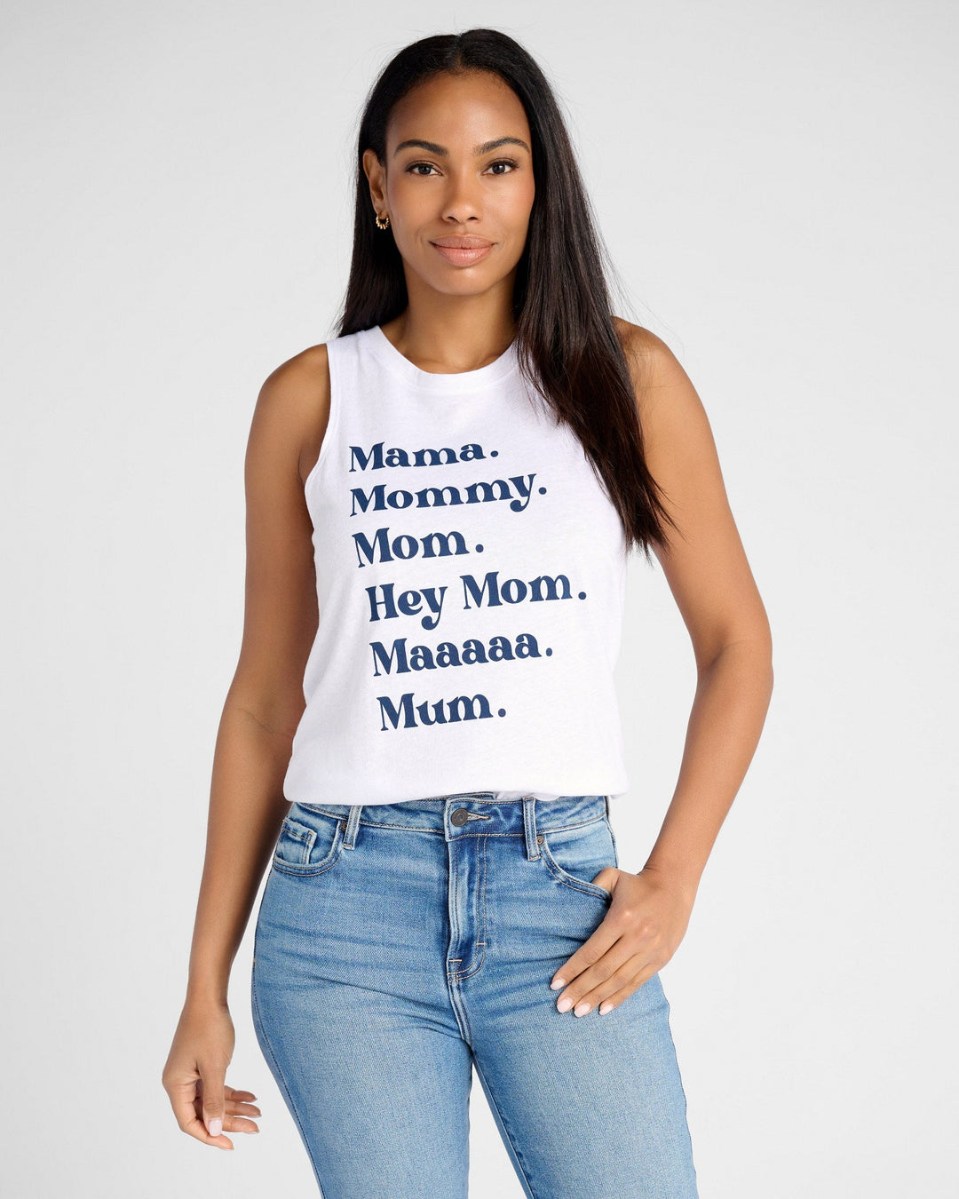 White $|& 78&SUNNY Mama Mommy Graphic Tank - SOF Front