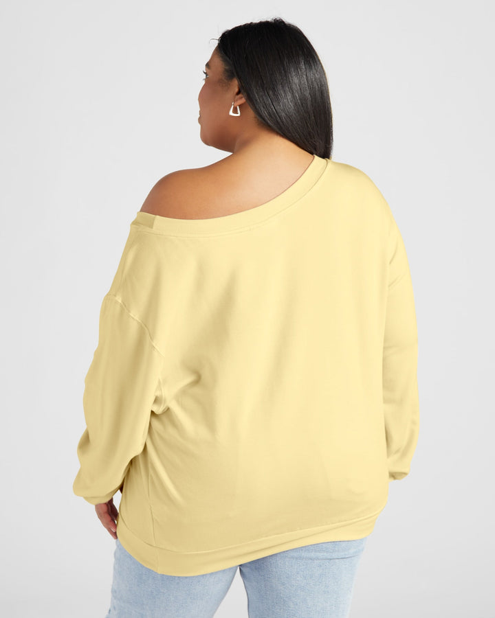 Lemon Meringue $|& 78&SUNNY Brooksville One Shoulder Sweatshirt - SOF Back