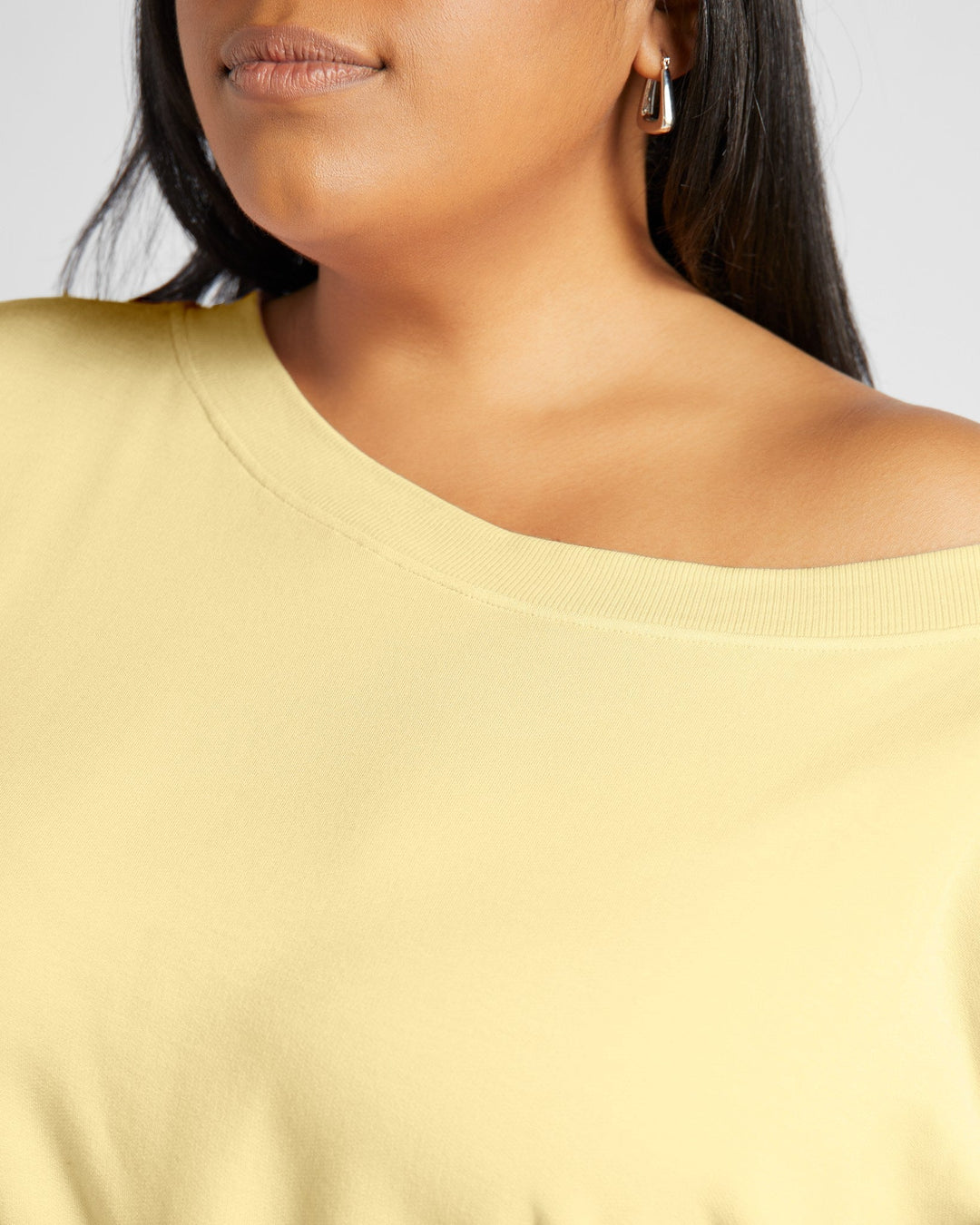 Lemon Meringue $|& 78&SUNNY Brooksville One Shoulder Sweatshirt - SOF Detail