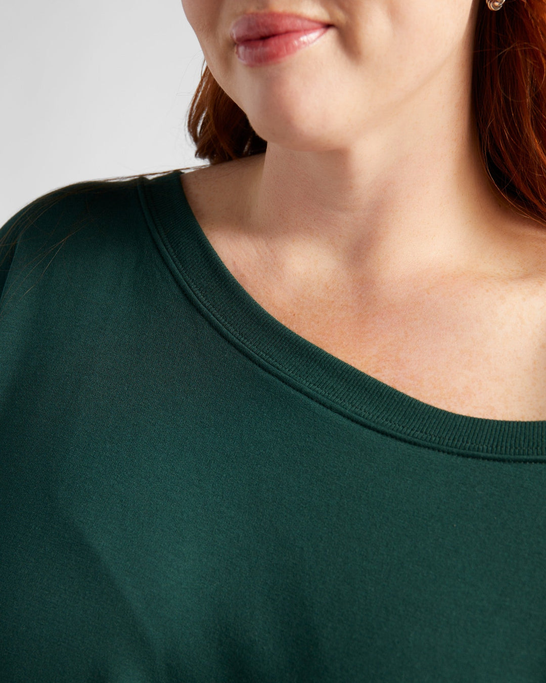 Hunter Green $|& 78&SUNNY Brooksville One Shoulder Sweatshirt - SOF Detail