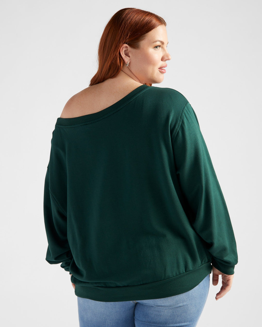 Hunter Green $|& 78&SUNNY Brooksville One Shoulder Sweatshirt - SOF Back