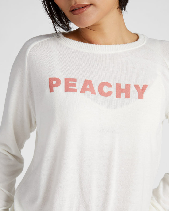 Cream $|& 78&SUNNY Dreamy Hacci "Peachy" Graphic Pullover - SOF Detail