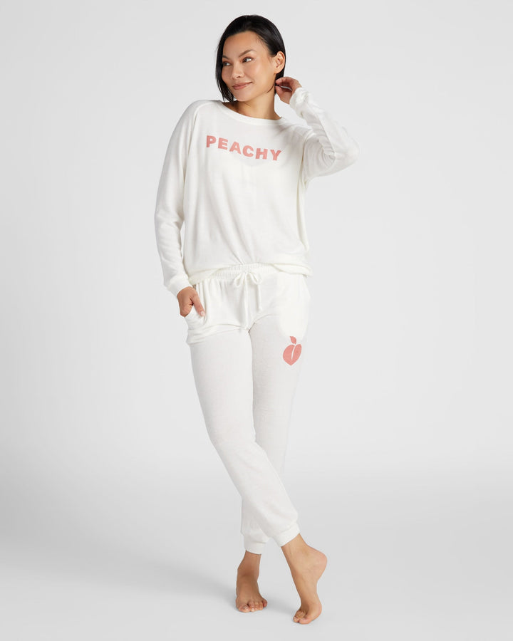 Cream $|& 78&SUNNY Dreamy Hacci "Peachy" Graphic Pullover - SOF Full Front