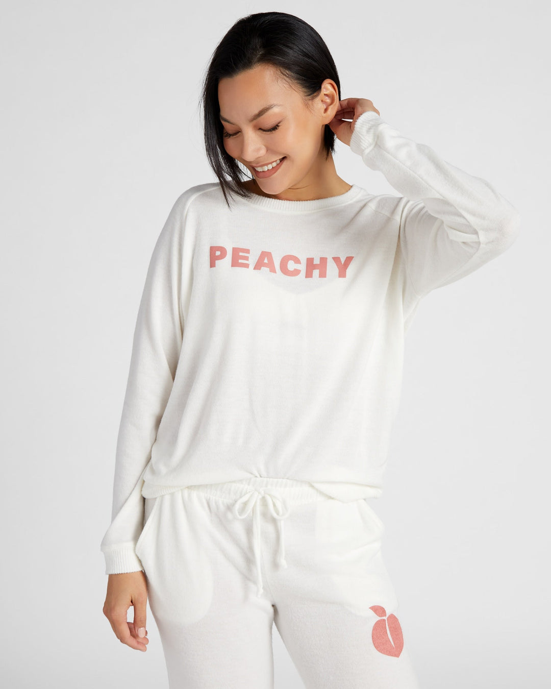 Cream $|& 78&SUNNY Dreamy Hacci "Peachy" Graphic Pullover - SOF Front