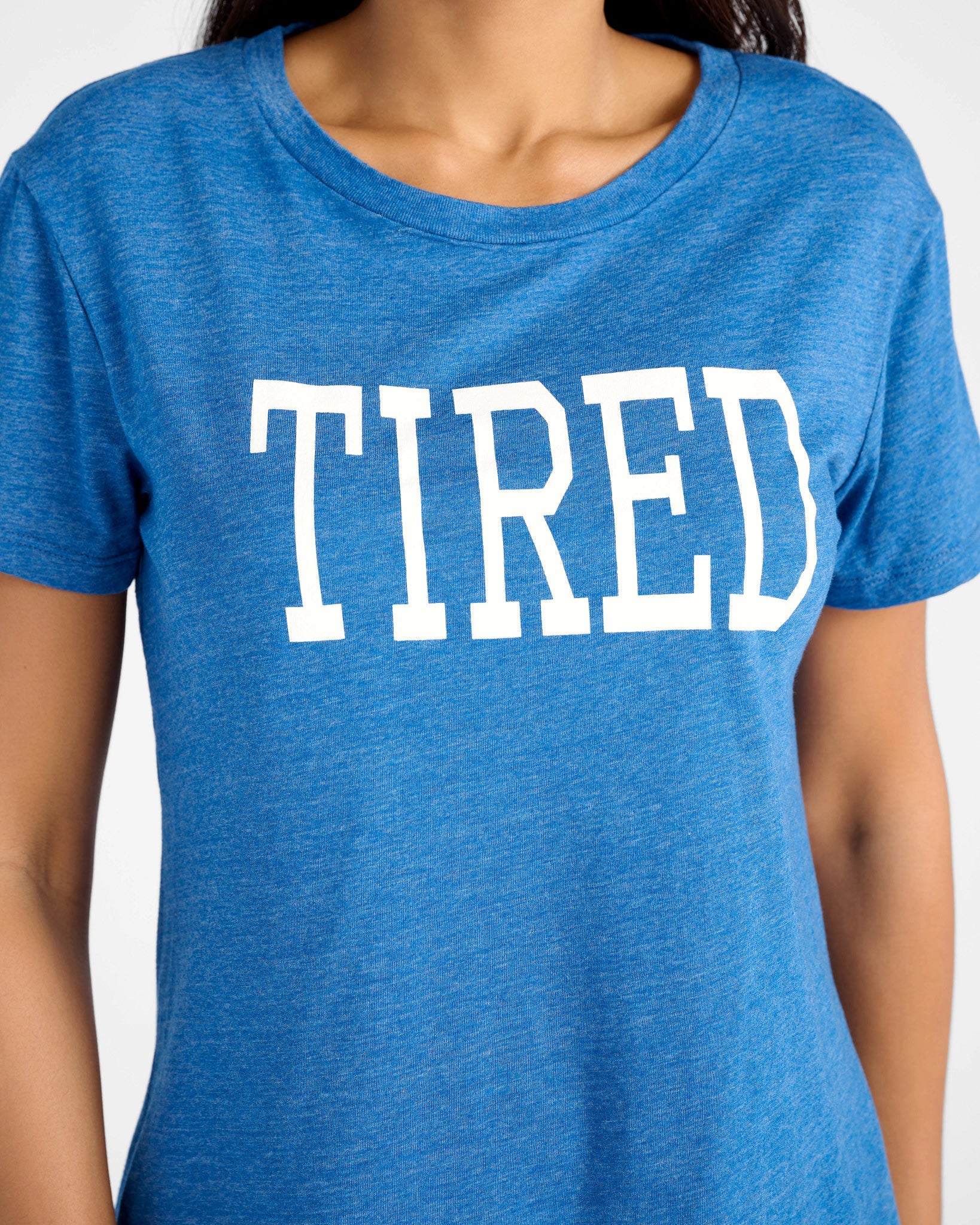 Heather Blue $|& SEAS Tired Graphic Sleep Tee - SOF Detail