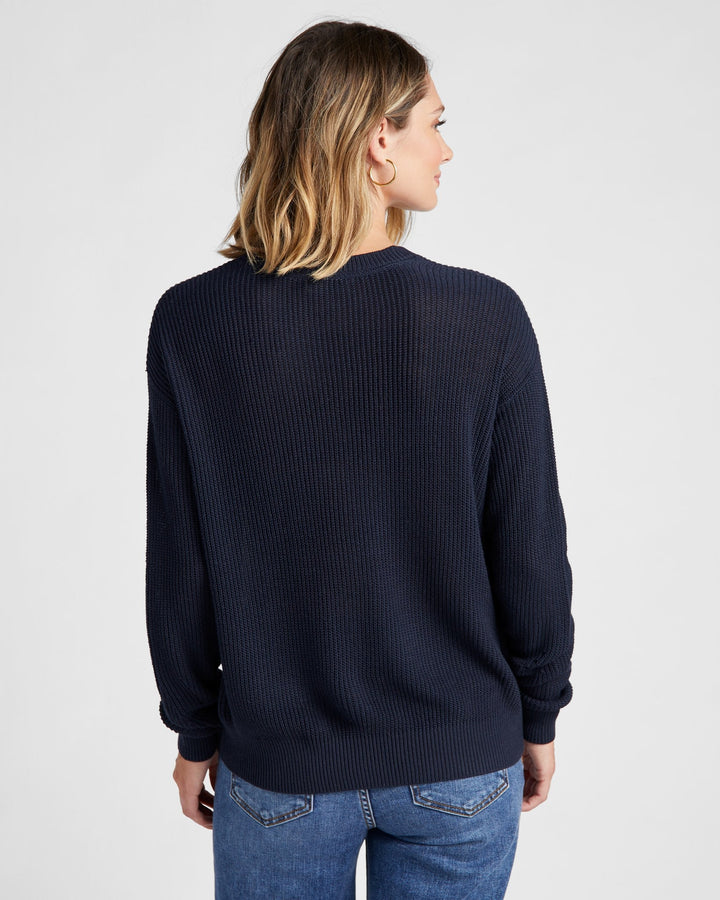 Navy $|& 78&SUNNY Coastal Crewneck Pullover Sweater - SOF Back