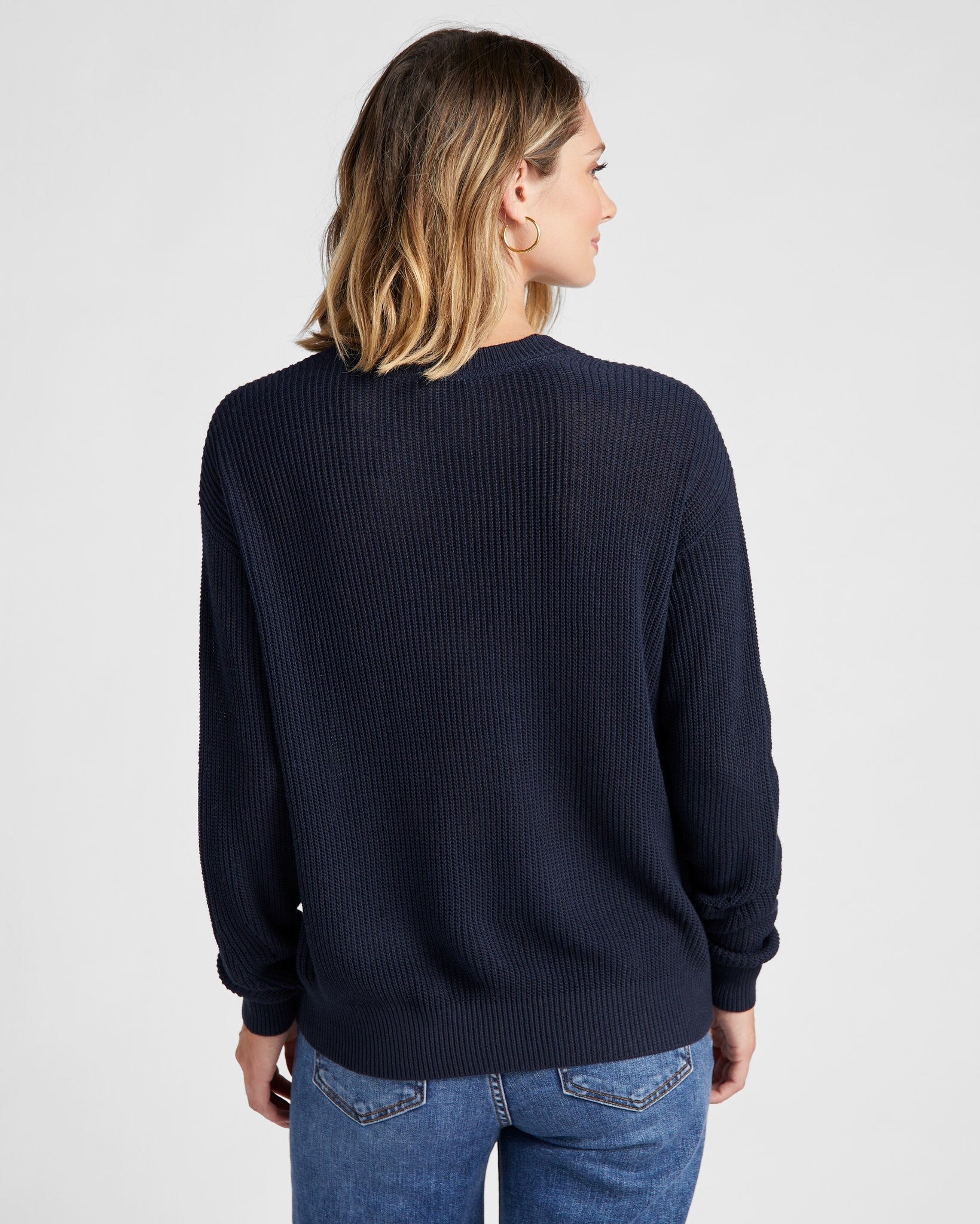 Navy $|& SEAS Coastal Crewneck Pullover Sweater - SOF Back