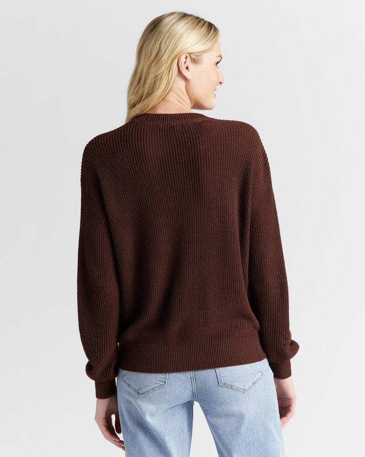 Chocolate $|& 78&SUNNY Coastal Crewneck Pullover Sweater - SOF Back