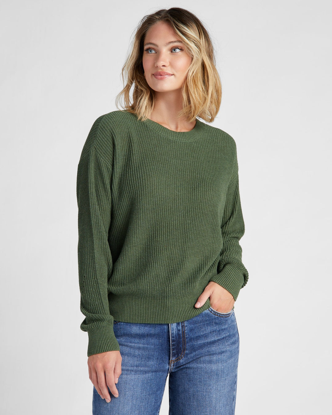 Olive $|& 78&SUNNY Coastal Crewneck Pullover Sweater - SOF Front