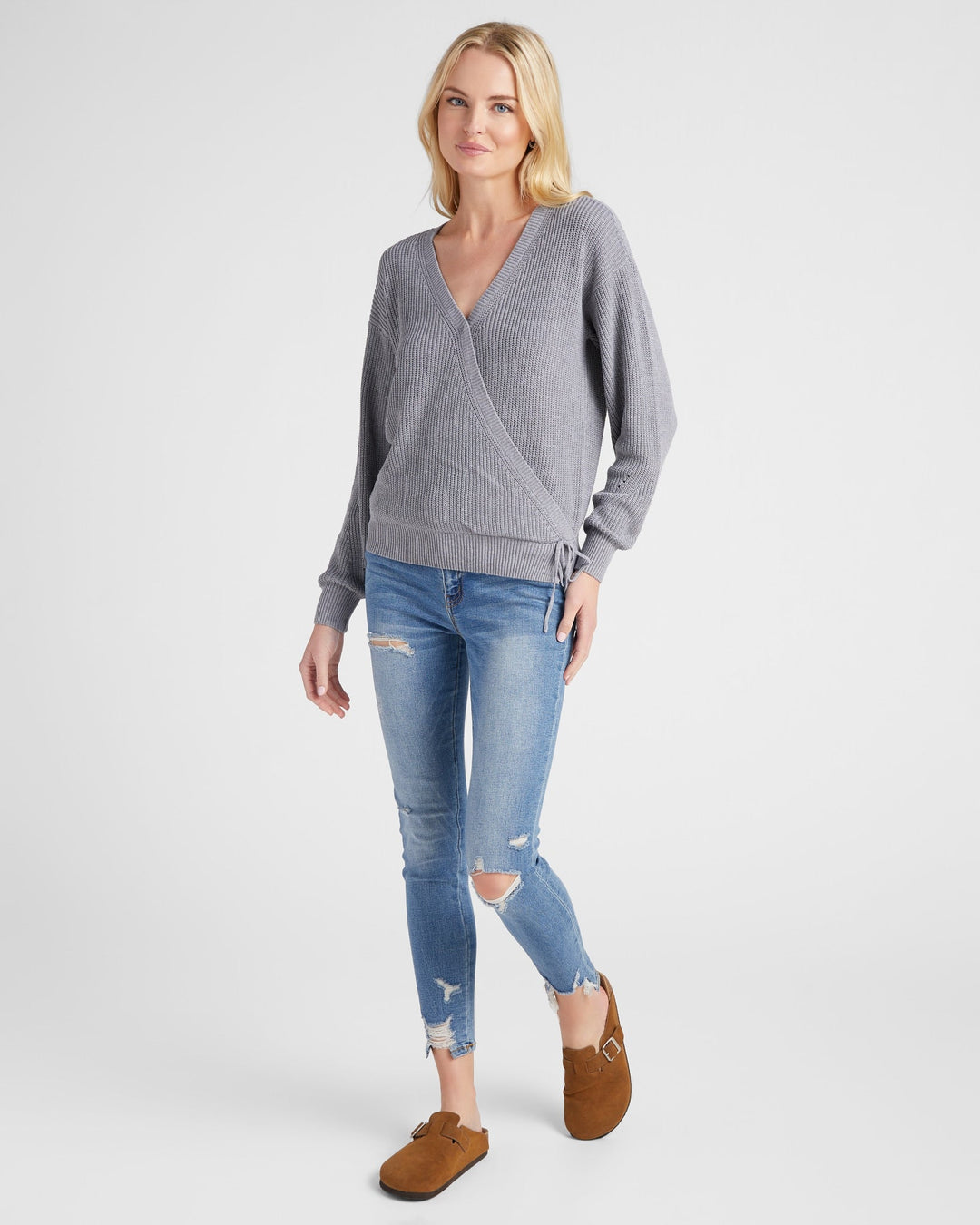 Heather Grey $|& 78&SUNNY Coastal Wrap Sweater - SOF Full Front