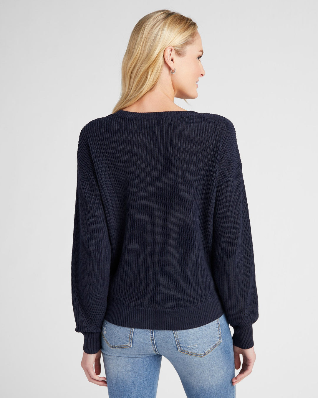 Navy $|& 78&SUNNY Coastal Wrap Sweater - SOF Back