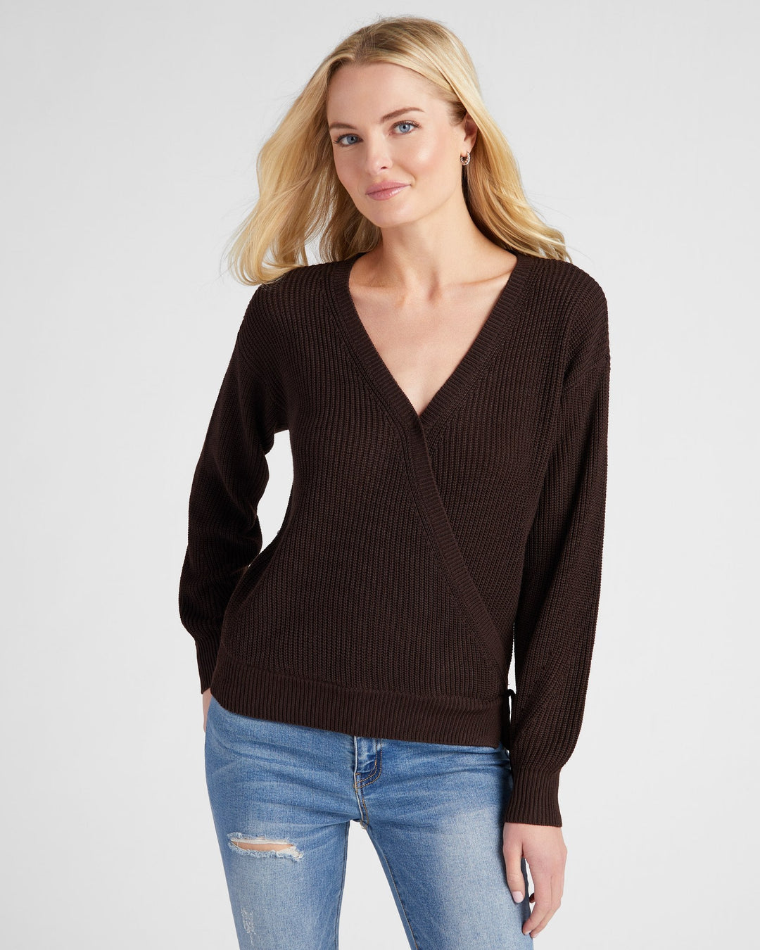 Dark Chocolate $|& 78&SUNNY Coastal Wrap Sweater - SOF Front