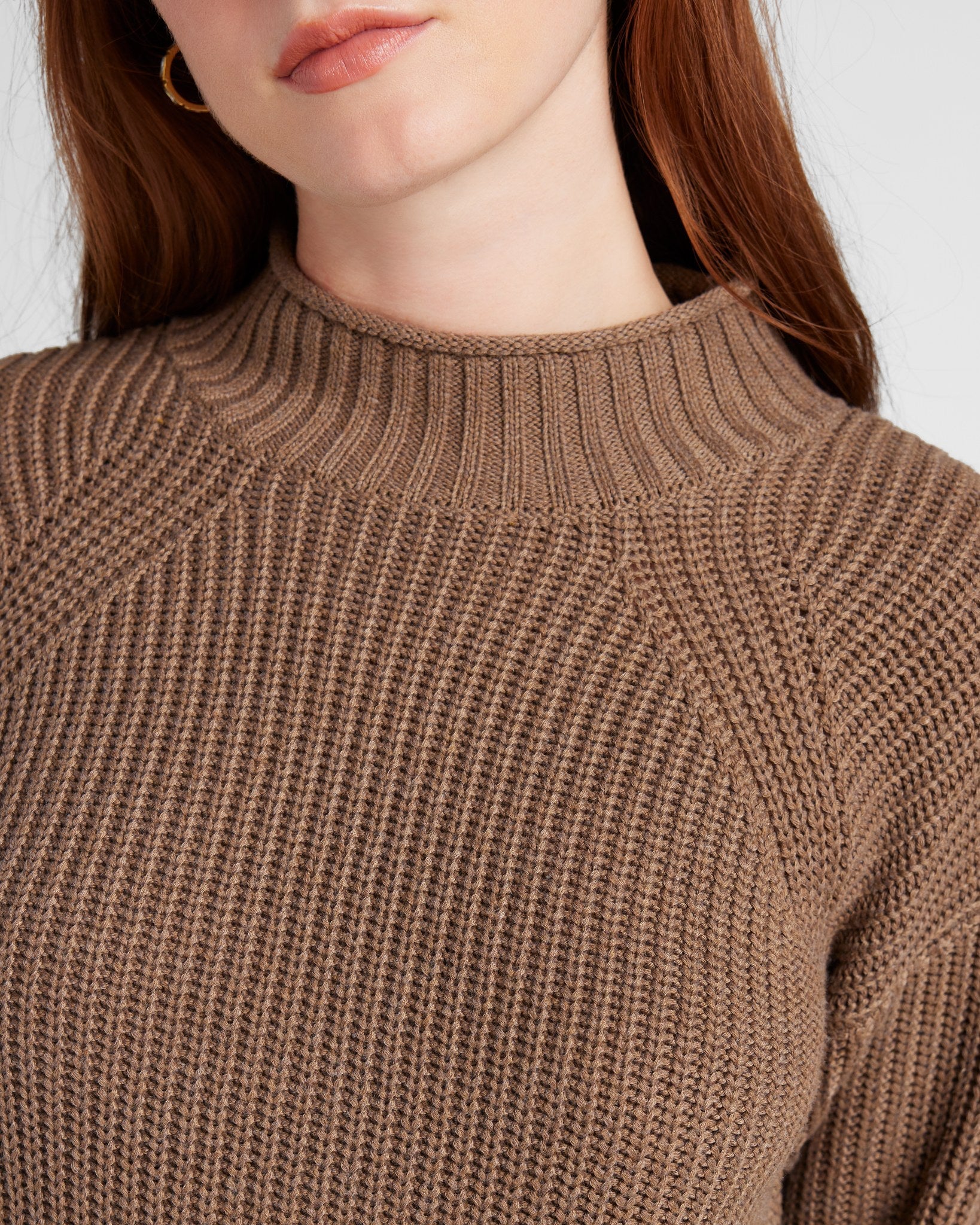 Cocoa $|& SEAS Coastal Funnel Neck Sweater - SOF Detail