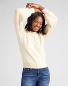 Cream $|& SEAS Pacific Puff Shoulder Crew Neck Sweater - SOF Front