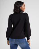 Black $|& SEAS Pacific Puff Shoulder Crew Neck Sweater - SOF Back