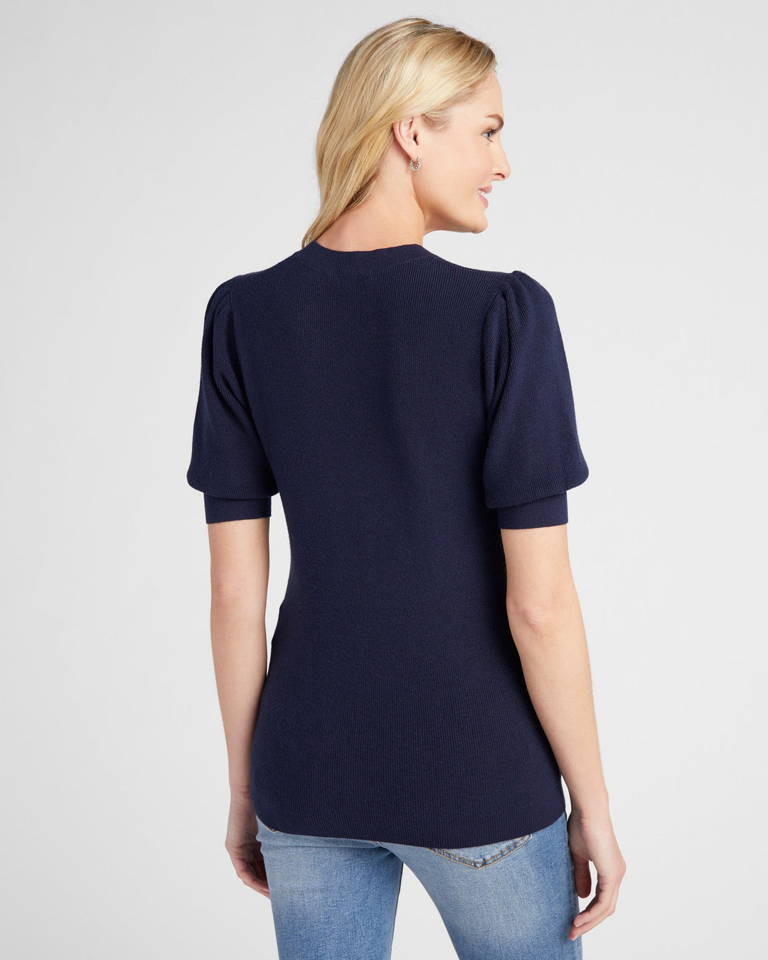 Navy $|& 78&SUNNY Pacific Puff Short Sleeve Crew Neck - SOF Back