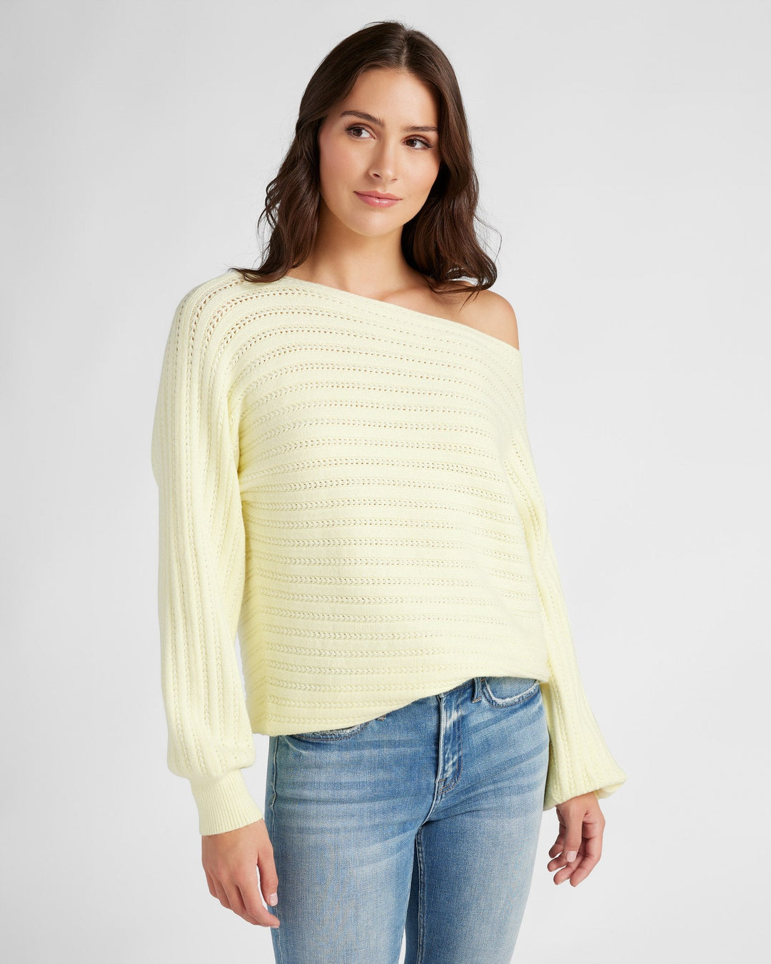 Lemon Meringue $|& 78&SUNNY Open Weave Dolman Sweater - SOF Front