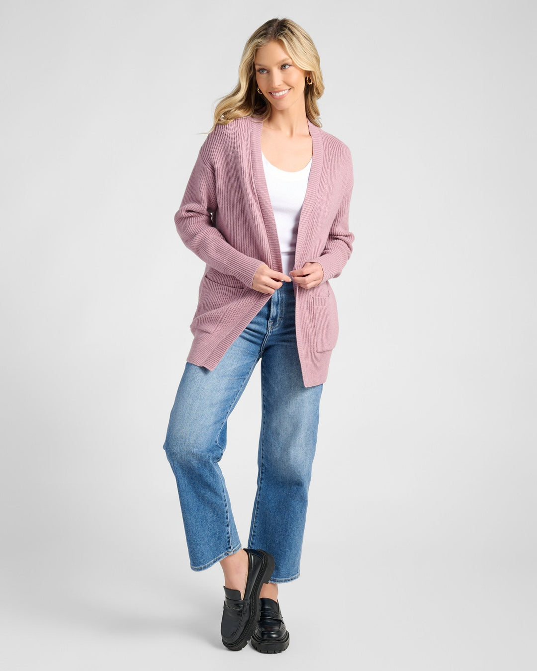 Purple Sage $|& 78&SUNNY Pacific Shaker Cardigan - SOF Full Front