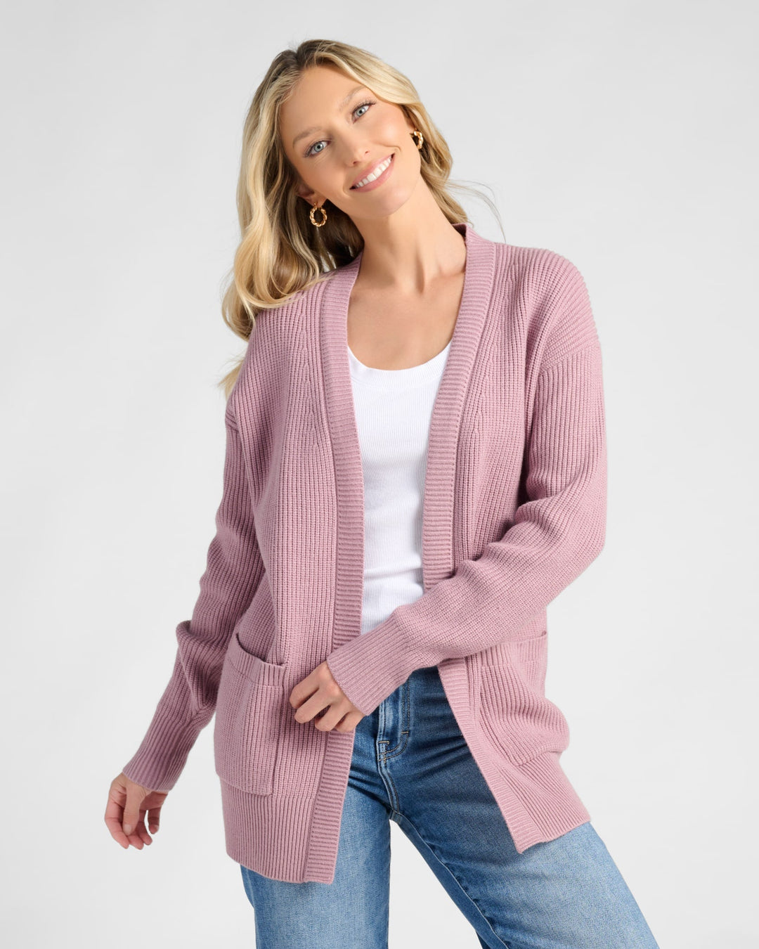 Purple Sage $|& 78&SUNNY Pacific Shaker Cardigan - SOF Front