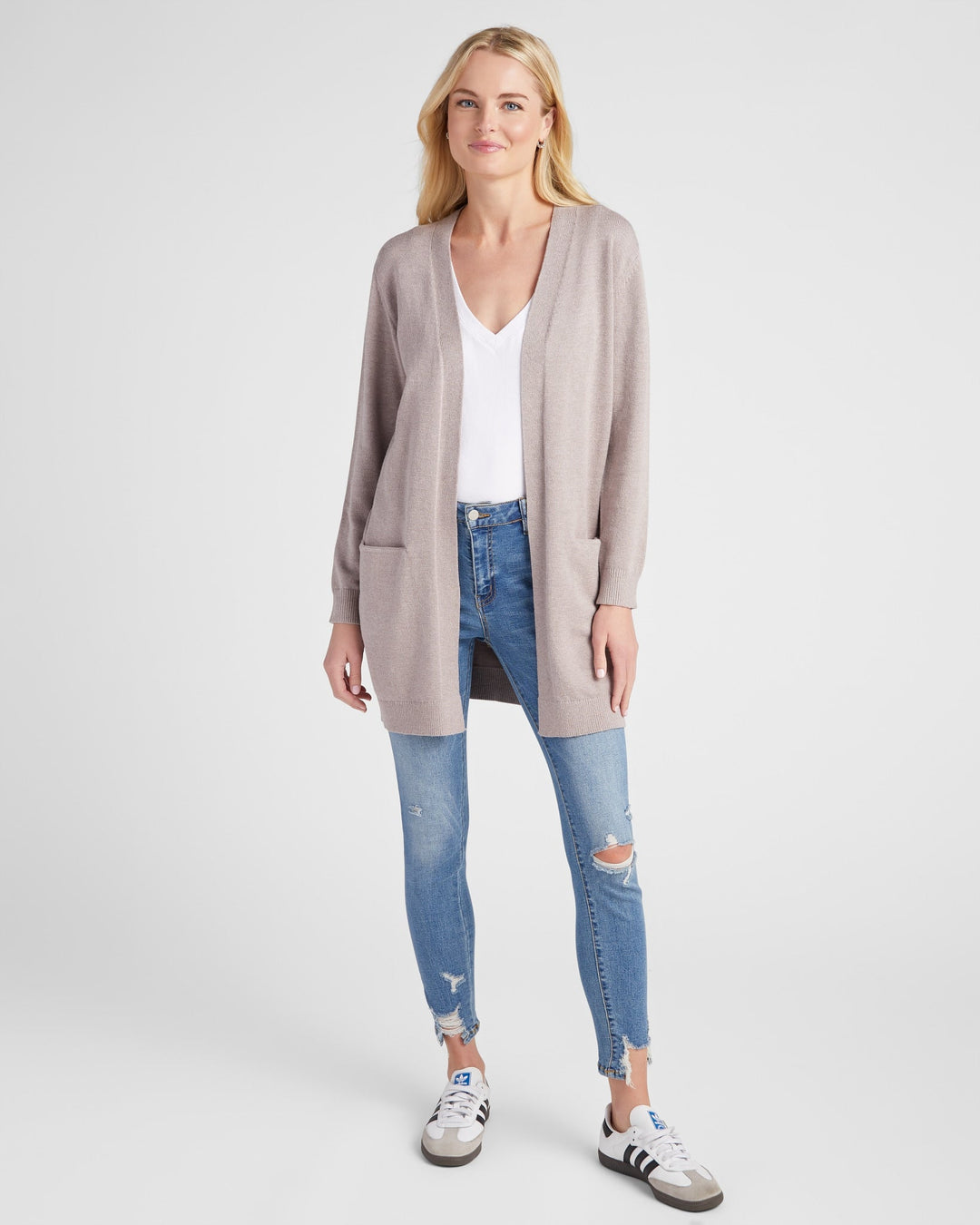 Heather Grey $|& 78&SUNNY Pacific Marled Pocket Cardigan - SOF Full Front