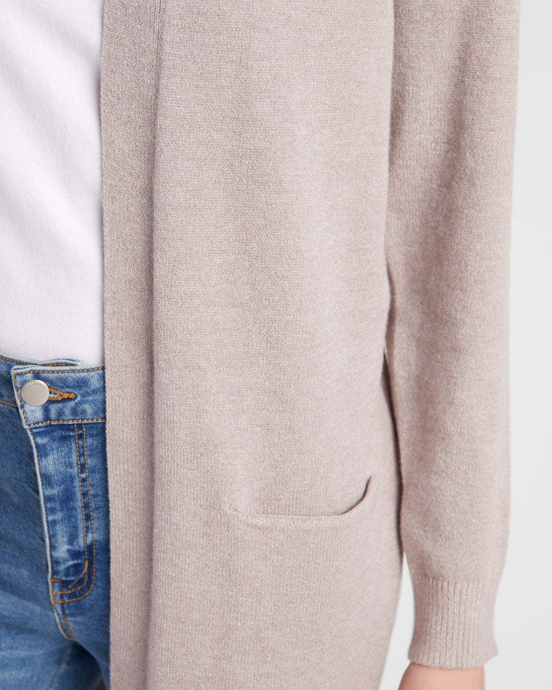 Heather Grey $|& 78&SUNNY Pacific Marled Pocket Cardigan - SOF Detail