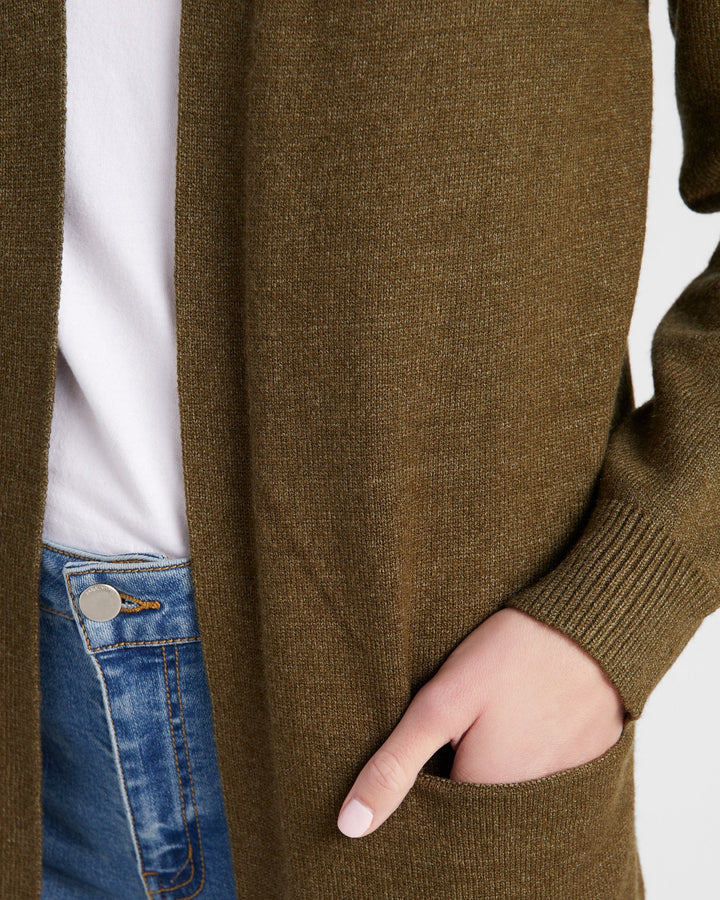 Olive $|& 78&SUNNY Pacific Marled Pocket Cardigan - SOF Detail