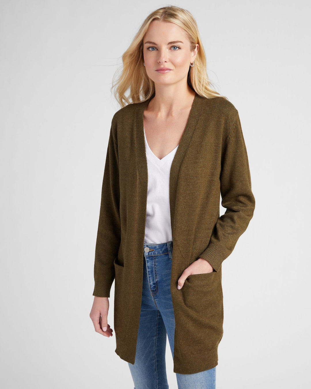 Olive $|& 78&SUNNY Pacific Marled Pocket Cardigan - SOF Front