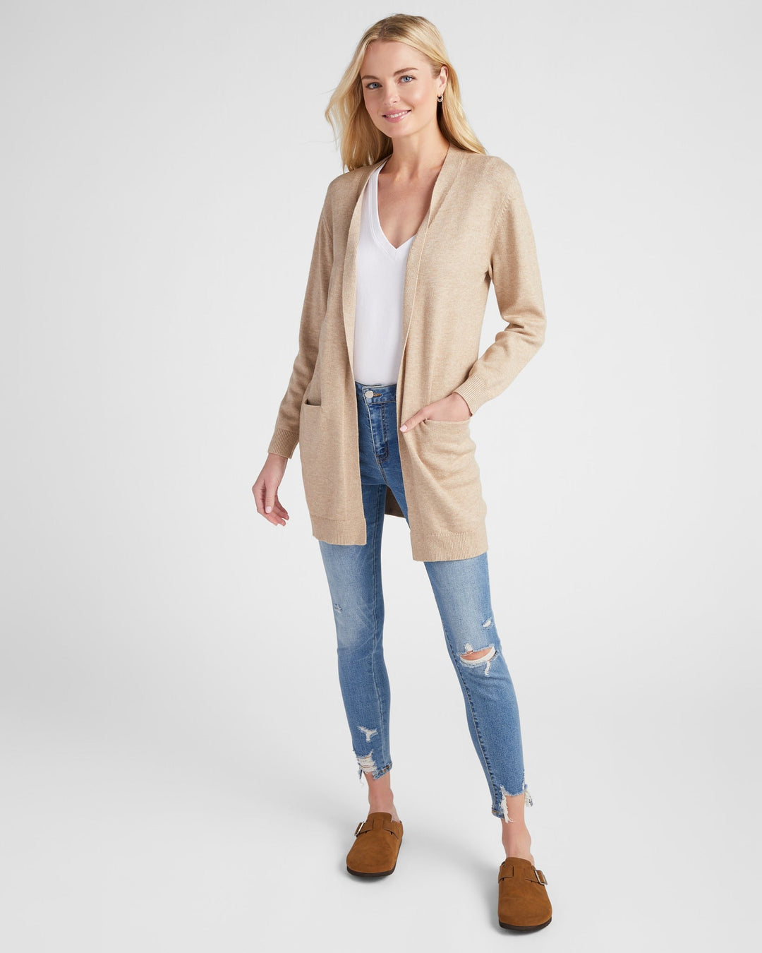 Oatmeal $|& 78&SUNNY Pacific Marled Pocket Cardigan - SOF Full Front