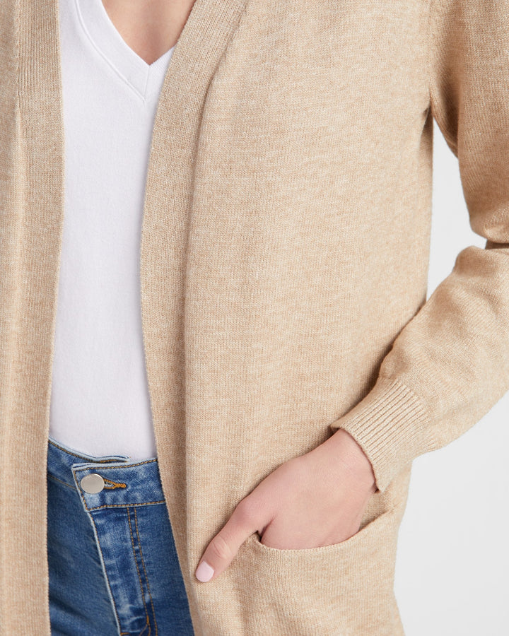 Oatmeal $|& 78&SUNNY Pacific Marled Pocket Cardigan - SOF Detail