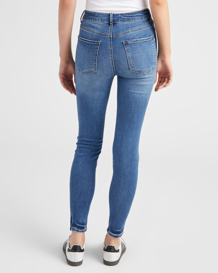 Medium Wash Blue $|& 78&SUNNY Tina High Rise Ankle Skinny Jeans with Button Fly - SOF Back