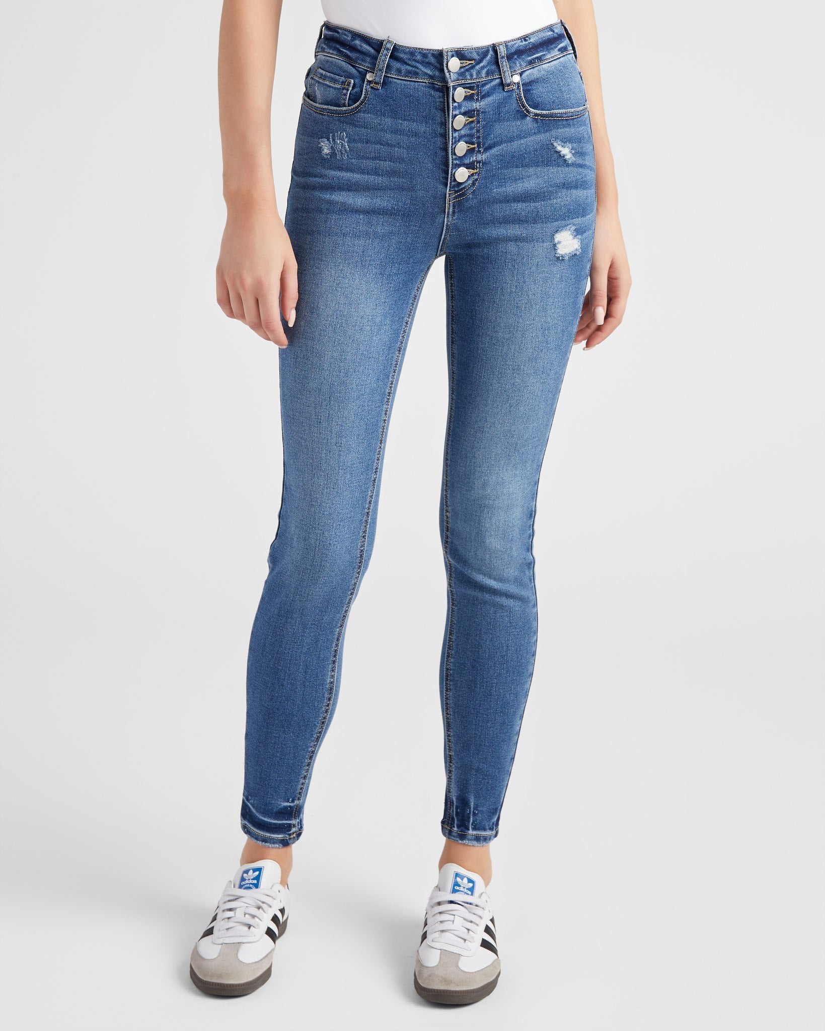 Fashion skinny button fly jeans