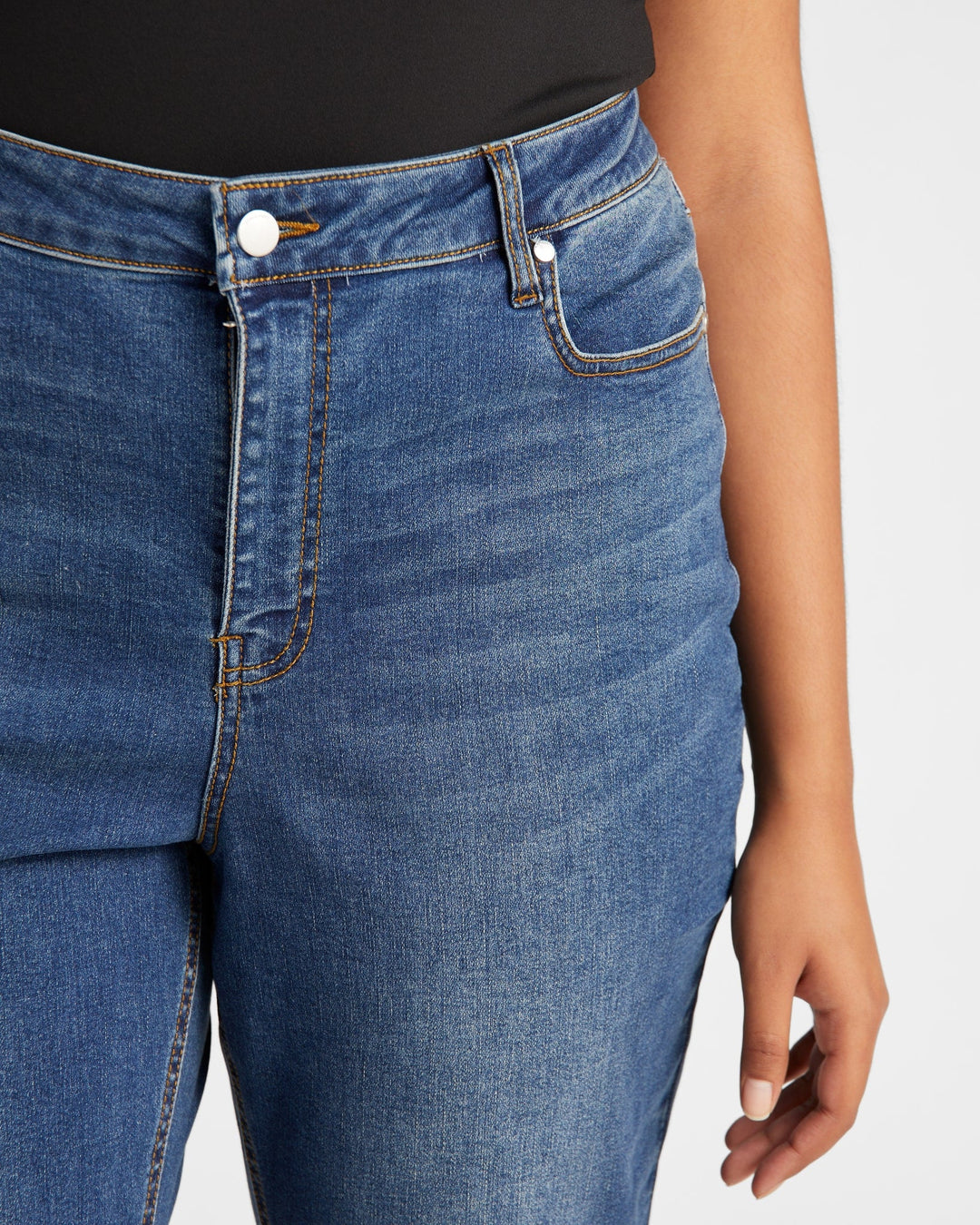 Dark Wash Blue $|& 78&SUNNY Mariah High Rise Bootcut Jeans - SOF Detail