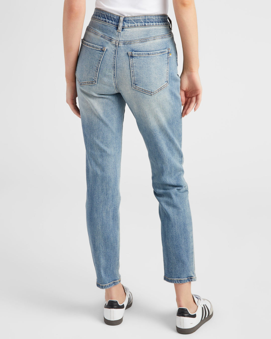 Medium Light Wash Blue $|& 78&SUNNY Alanis High Rise Girlfriend Jeans - SOF Back