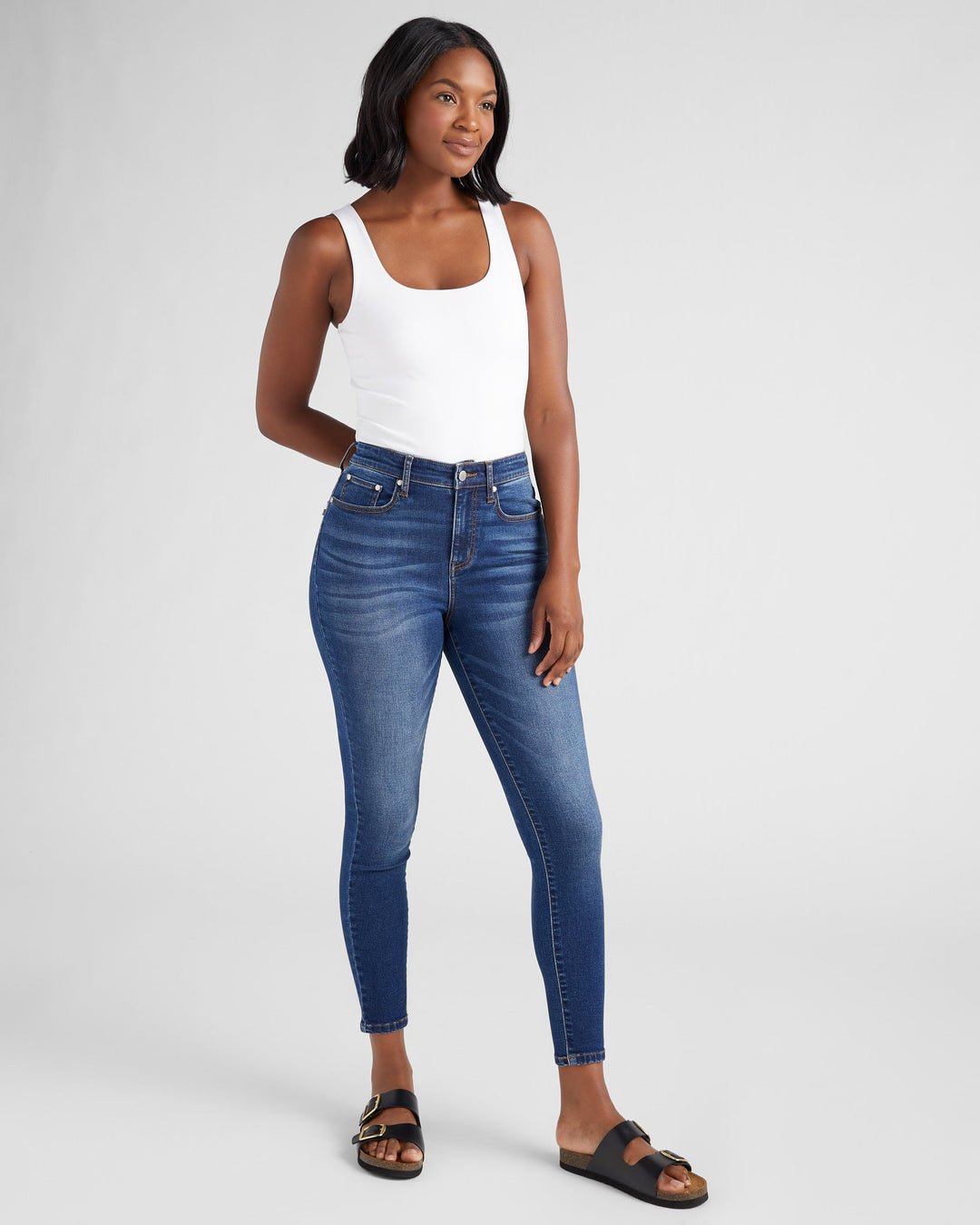 Dark Wash Blue $|& 78&SUNNY Whitney High Rise Ankle Skinny Jeans - SOF Full Front