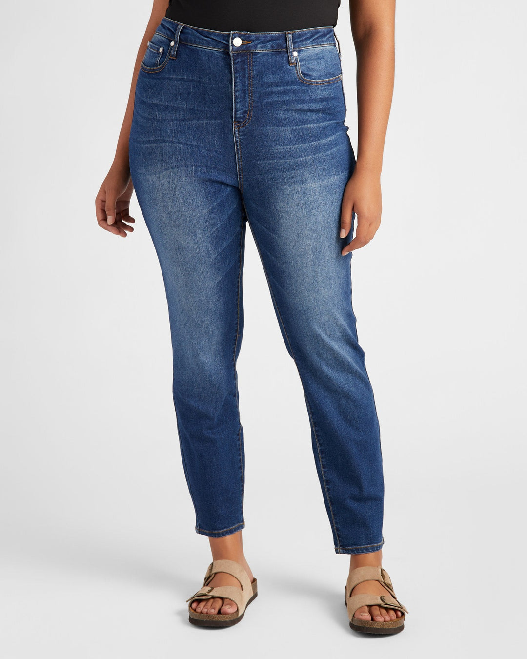 Dark Wash Blue $|& 78&SUNNY Whitney High Rise Ankle Skinny Jeans - SOF Front