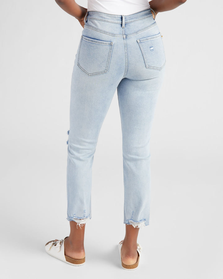 Light Wash Blue $|& 78&SUNNY Carly High Rise Cropped Straight Leg Jeans - SOF Back