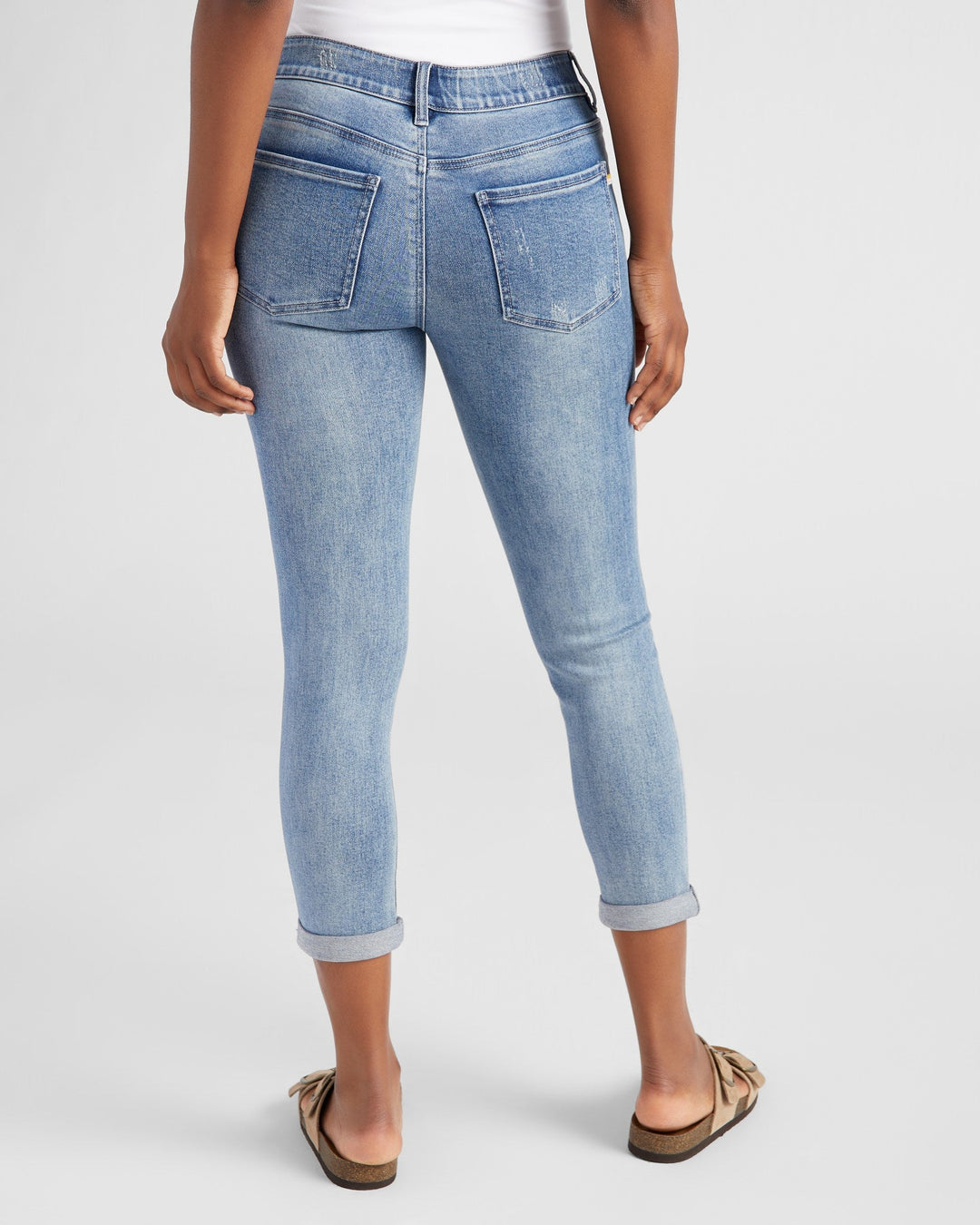 Medium Wash Blue $|& 78&SUNNY Cyndi Cuffed Ankle Skinny Jeans - SOF Back