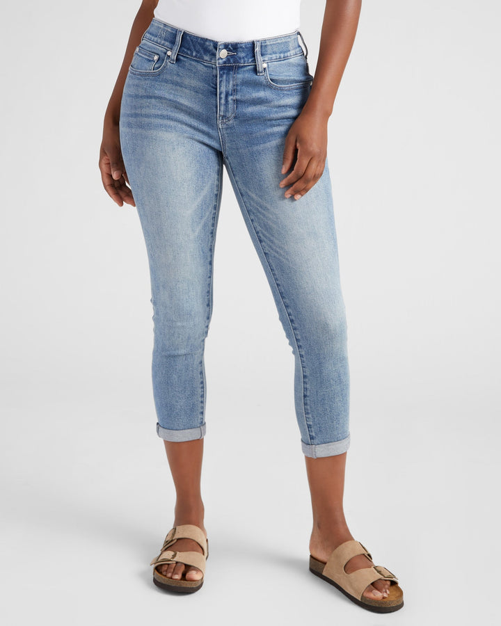 Medium Wash Blue $|& 78&SUNNY Cyndi Cuffed Ankle Skinny Jeans - SOF Front